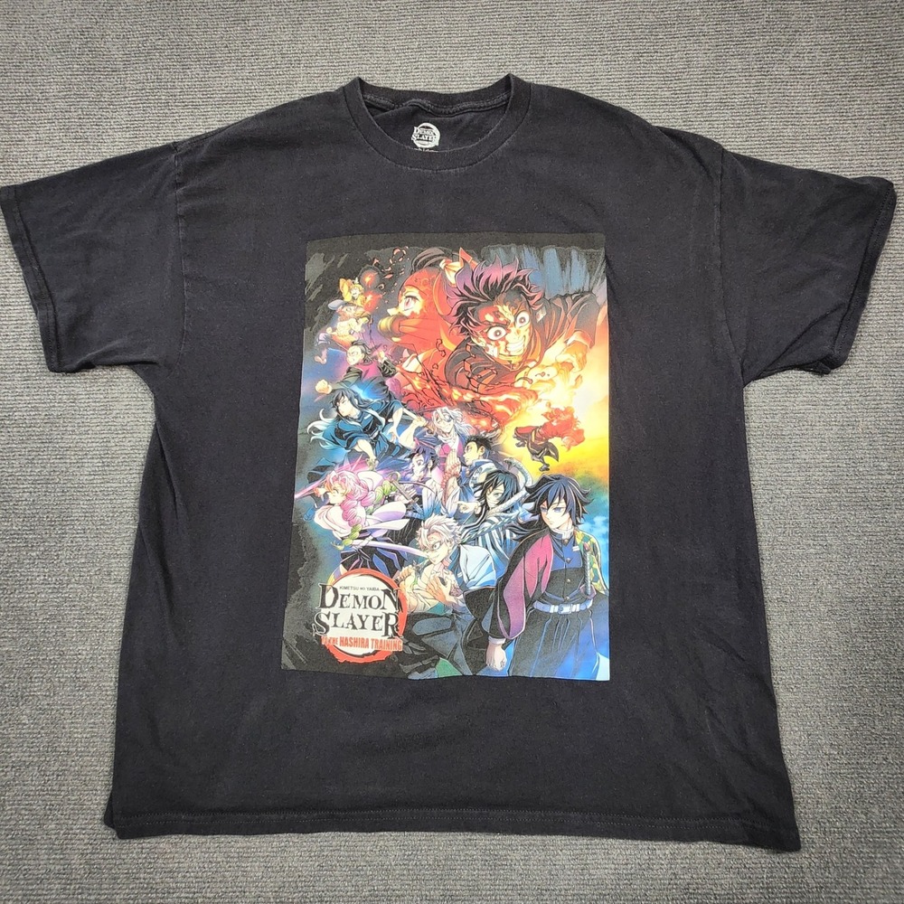 Demon Slayer T Shirt Men XL Black Hashira Training Anime Graphic Short Sleeve